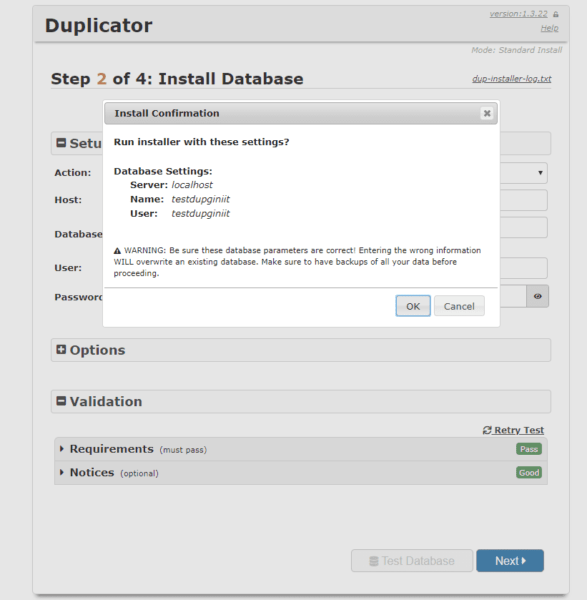 Hướng dẫn cài theme từ file duplicator bước 6