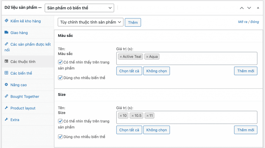 Hướng dẫn đăng sản phẩm có biến thể trong Woocommerce đăng sản phẩm có biến thể trong Woocommerce 3