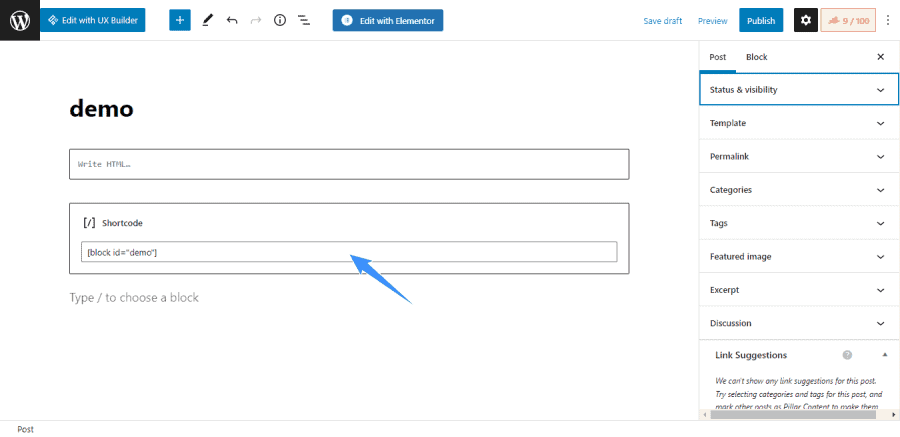 Lưu bản nháp tự động hướng dẫn chèn shortcode flatsome vào bài viết