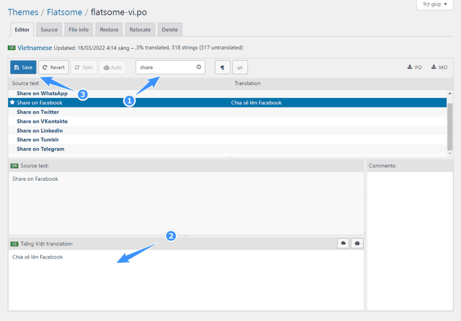 Lưu bản nháp tự động tiến hành dịch flatsome bằng loco translate