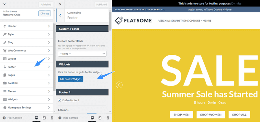 Lưu bản nháp tự động tuy chinh footer nhanh tren flatsome