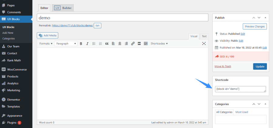 Lưu bản nháp tự động hướng dẫn thêm shortcode flatsome