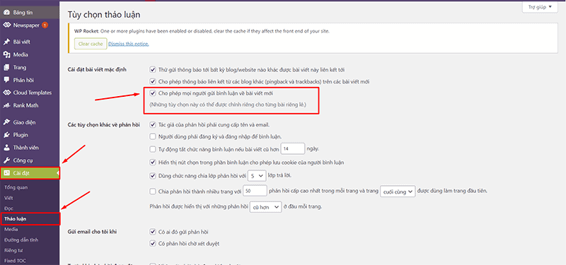 cách tắt comment trên wordpress