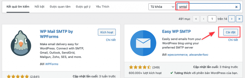 cài đặt plugin smtp