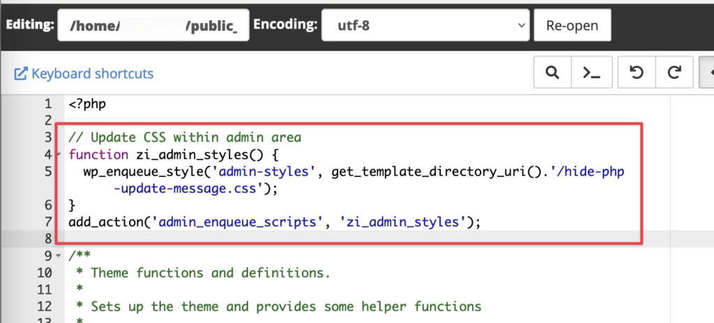 thêm code vào funtion