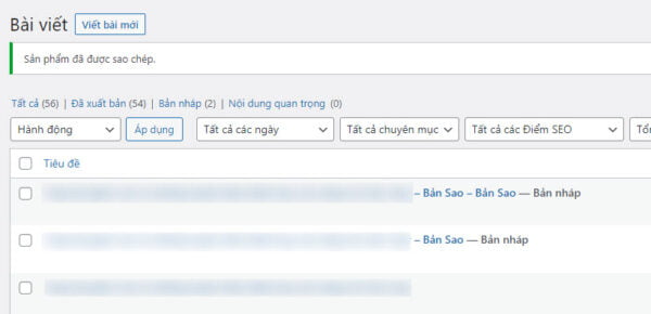 Kết quả hoàn thiện tính năng sao chép