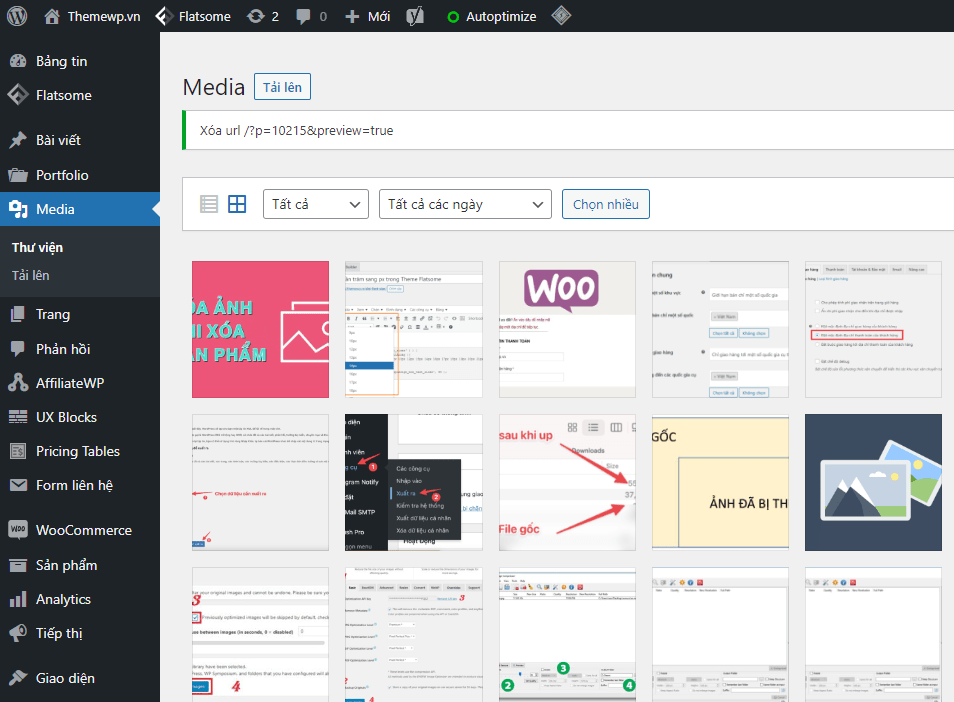 xóa thư viện hình ảnh sản phẩm