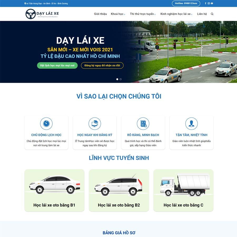 Theme WordPress dạy lái xe 02