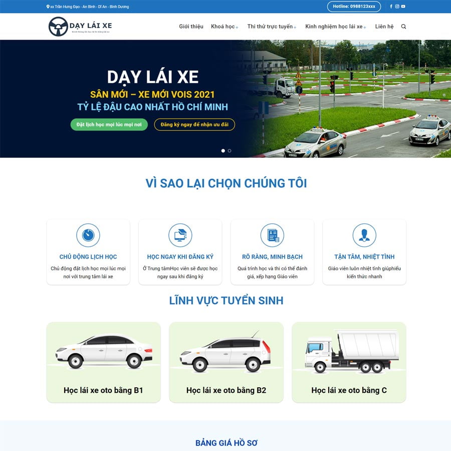Theme WordPress dạy lái xe 02