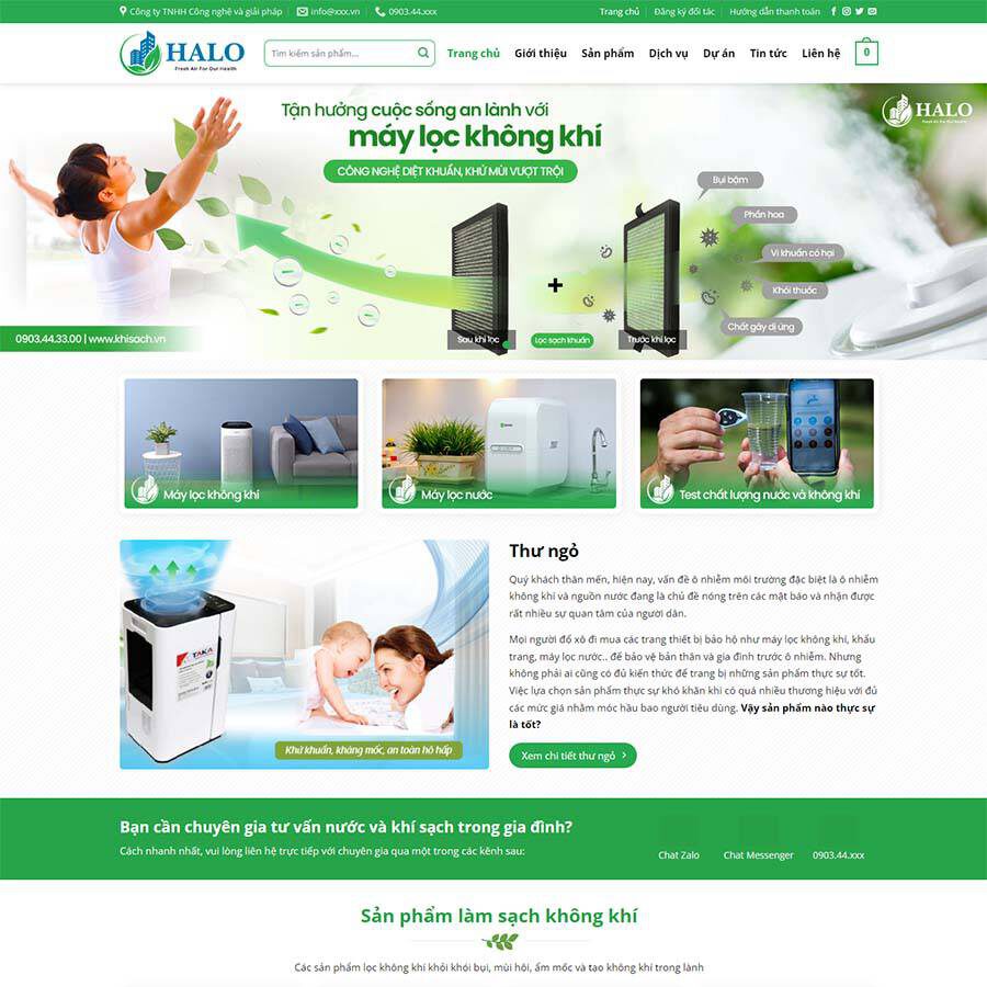 Theme WordPress bán máy lọc khí 03
