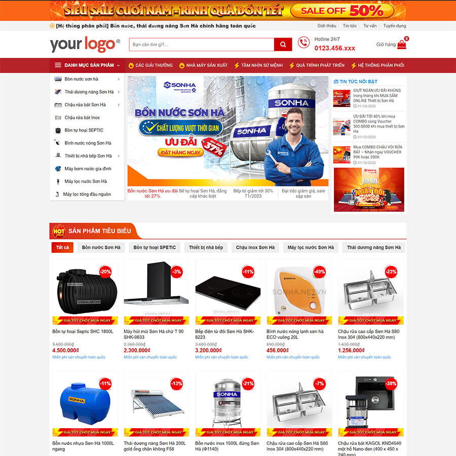 Theme WordPress bán bồn nước, đồ gia dụng