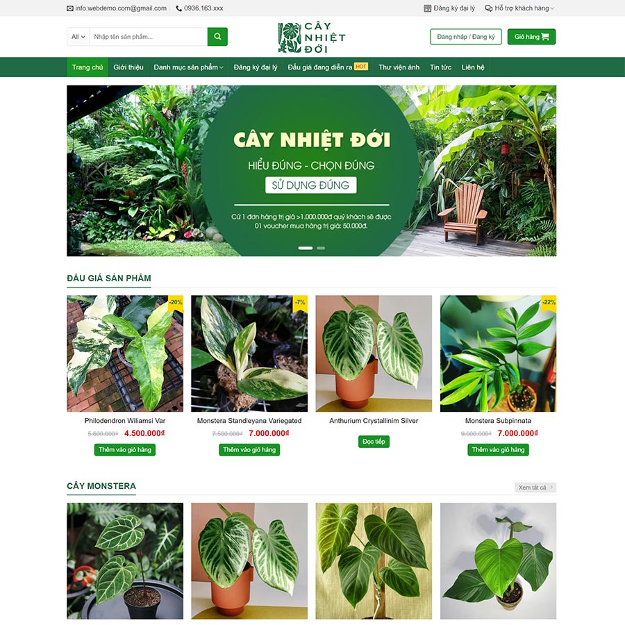 Theme WordPress bán cây xanh 02