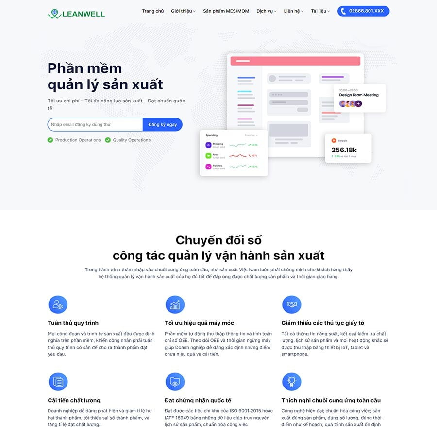 Theme WordPress giới thiệu phần mềm quản lý sản xuất