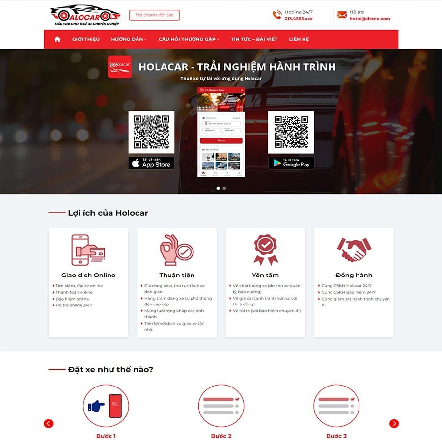Theme WordPress dịch vụ thuê xe taxi 03