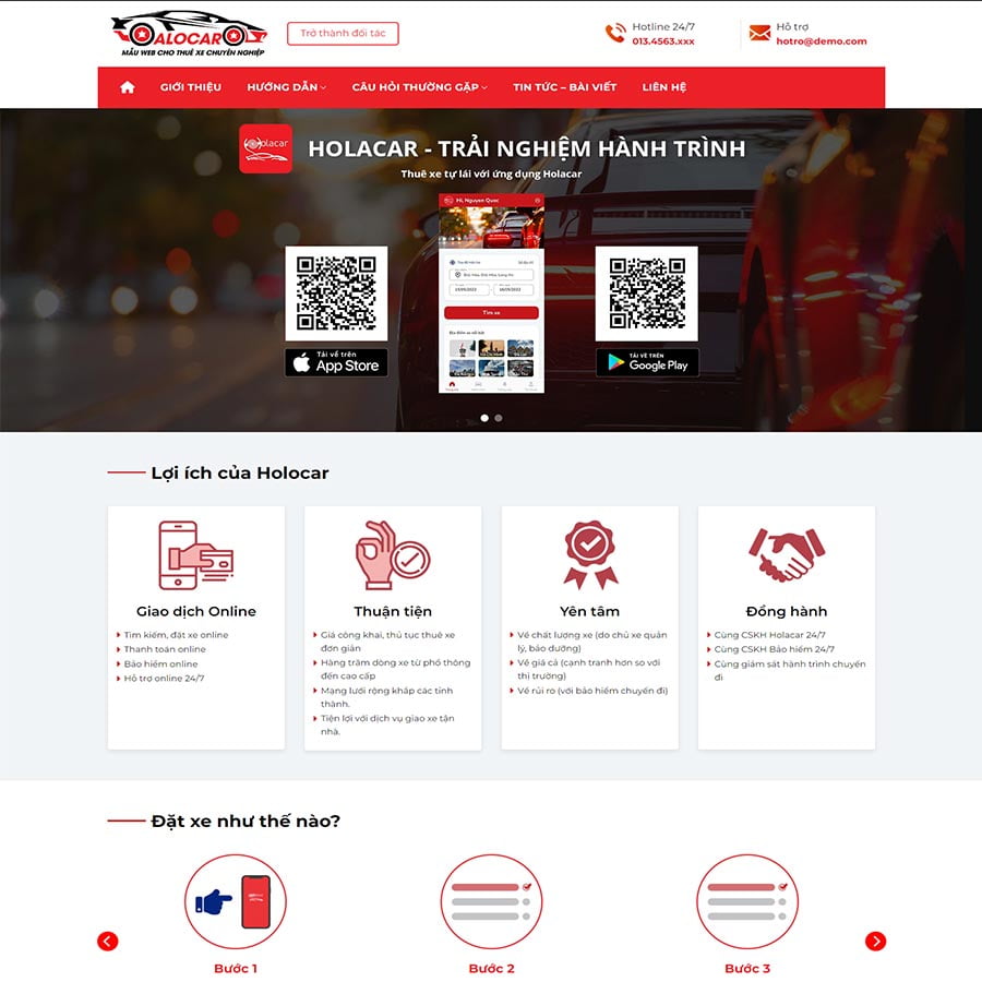 Theme WordPress dịch vụ thuê xe taxi 03