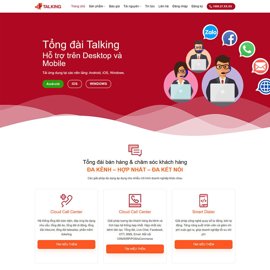 Theme WordPress tổng đài Call Center