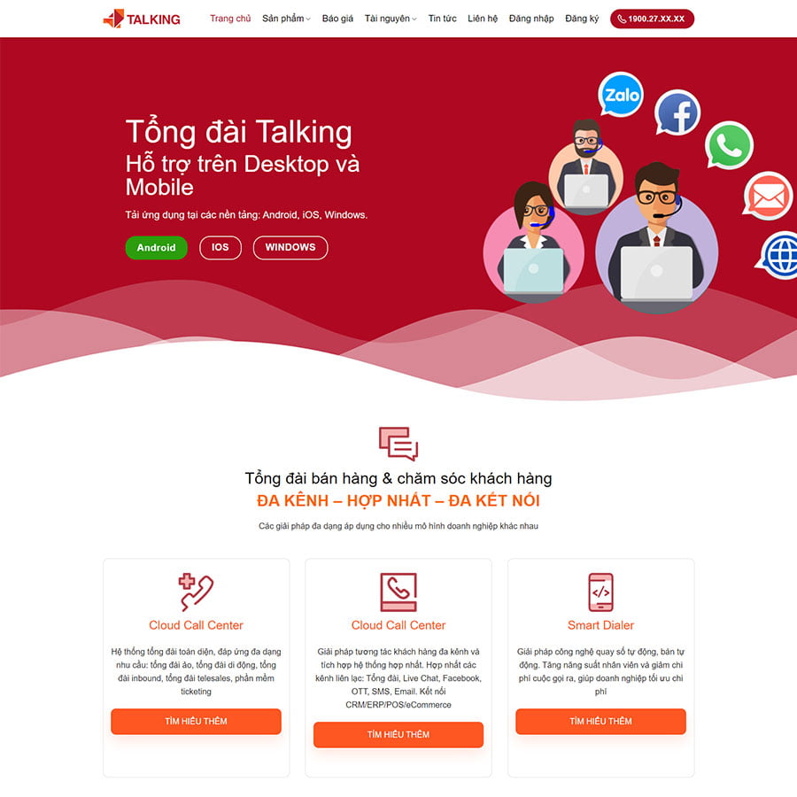 Theme WordPress tổng đài Call Center