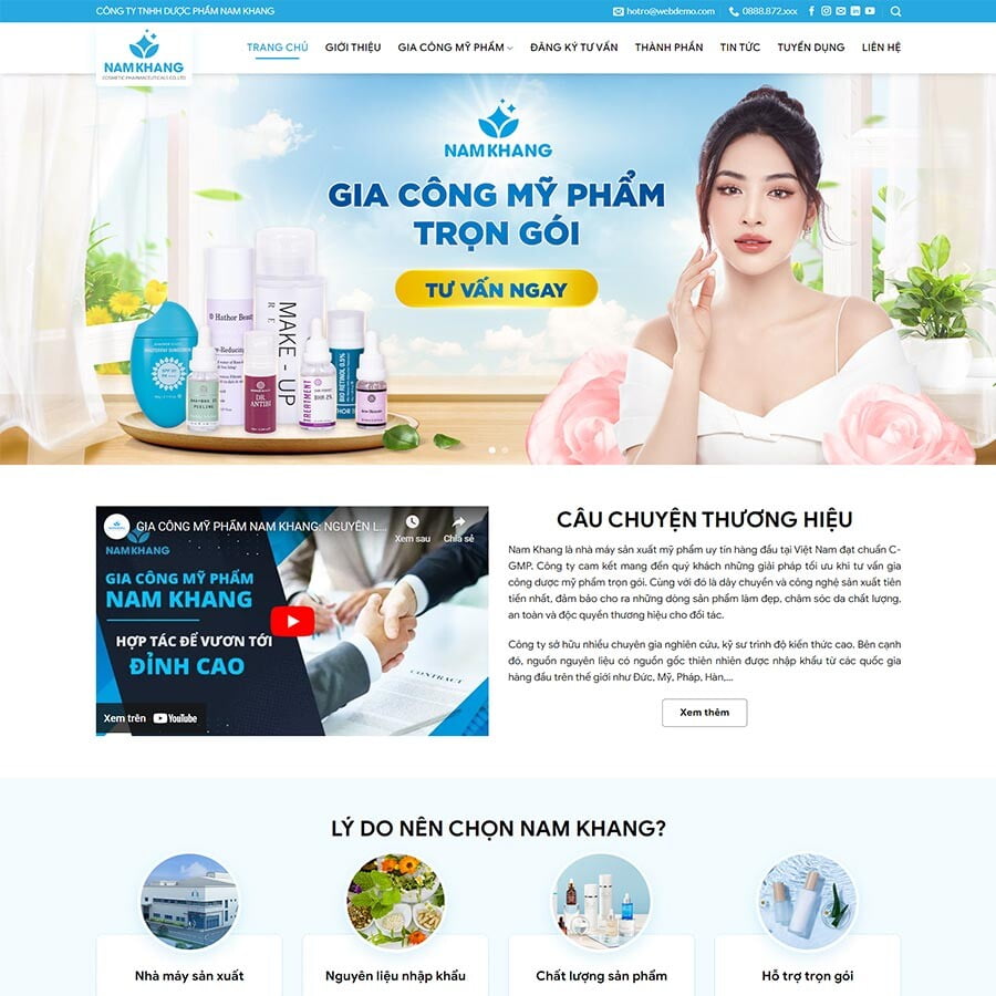 Theme WordPress gia công mỹ phẩm