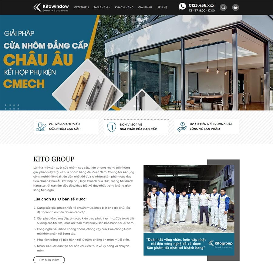 Theme WordPress công ty nhôm kính 04