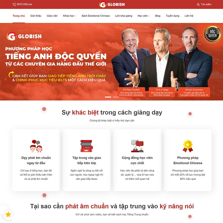 Theme WordPress trung tâm học tiếng anh 03