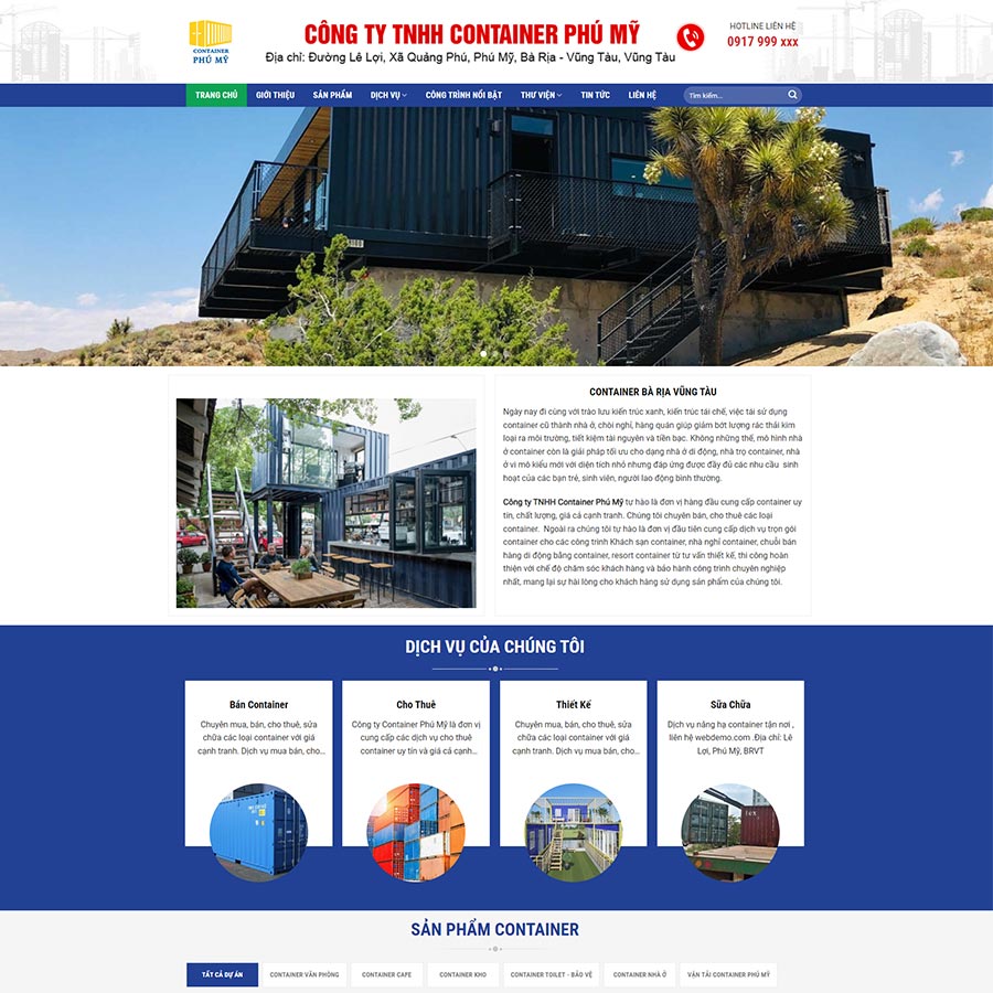 Theme WordPress công ty làm nhà Container