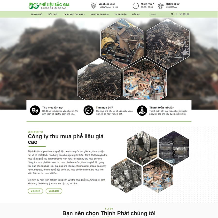 Theme WordPress thu mua đồng nát, phế liệu 02