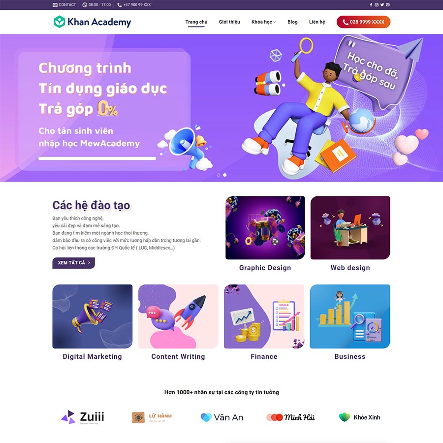 Theme WordPress bán khóa học 02