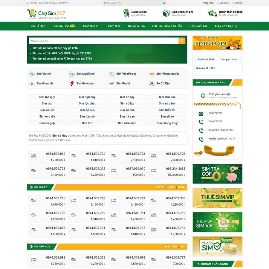 Theme WordPress bán sim số 02