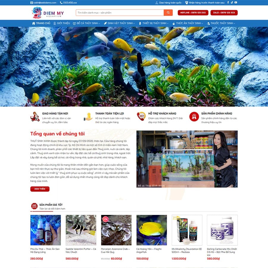Theme WordPress thủy sinh, cá cảnh 02