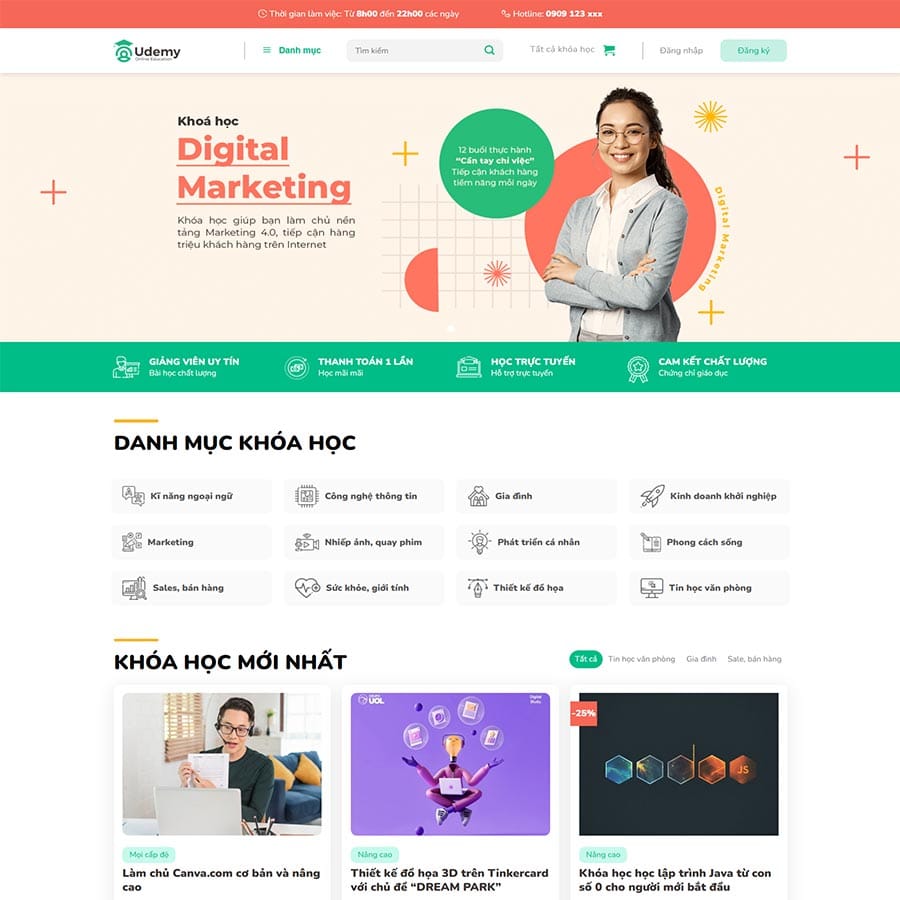 Theme WordPress bán khóa học 03