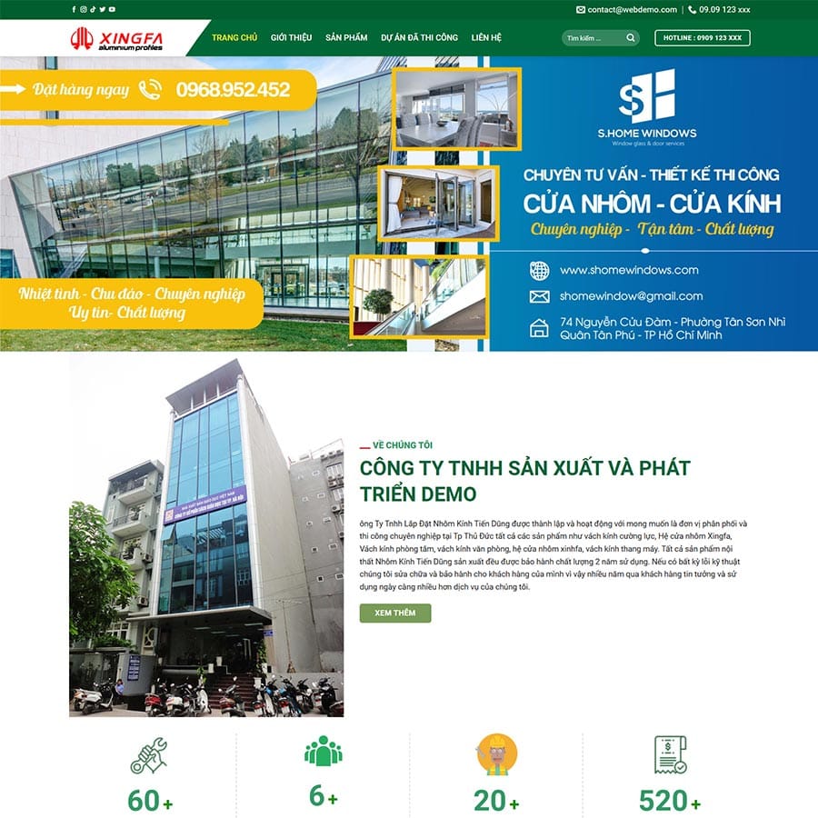 Theme WordPress công ty nhôm kính 05