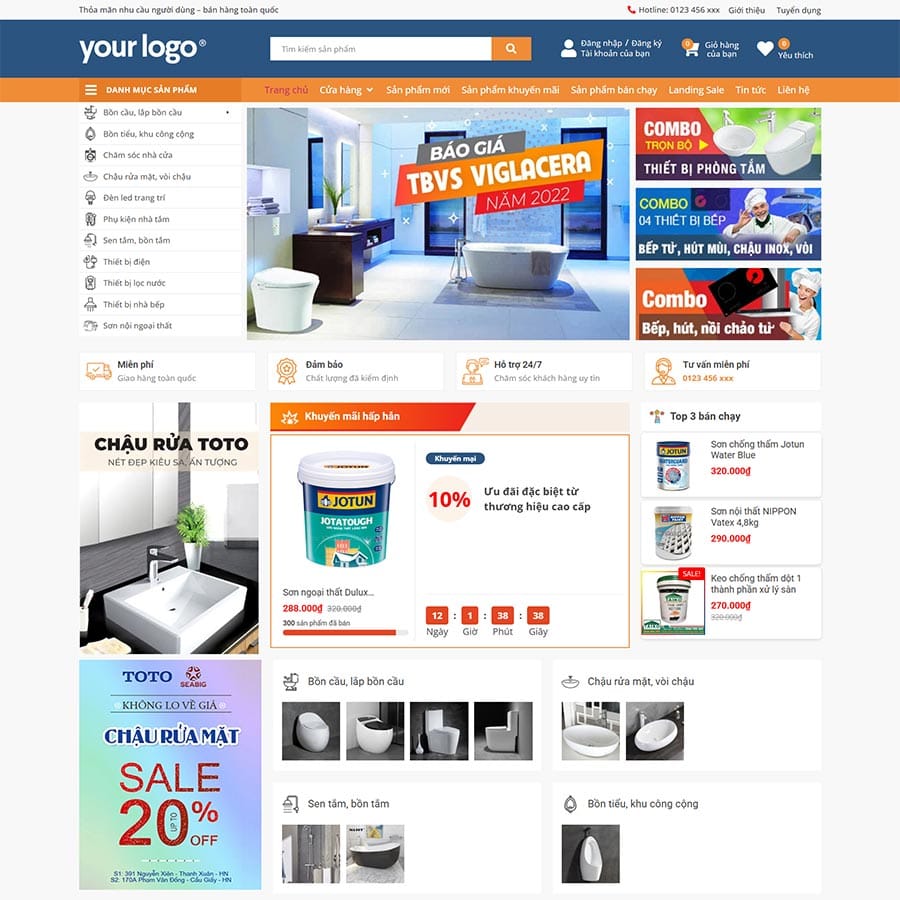 Theme WordPress Elementor bán thiết bị vệ sinh