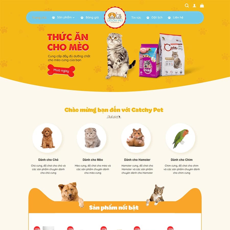 Theme WordPress bán đồ chơi, thực phẩm thú cưng 03