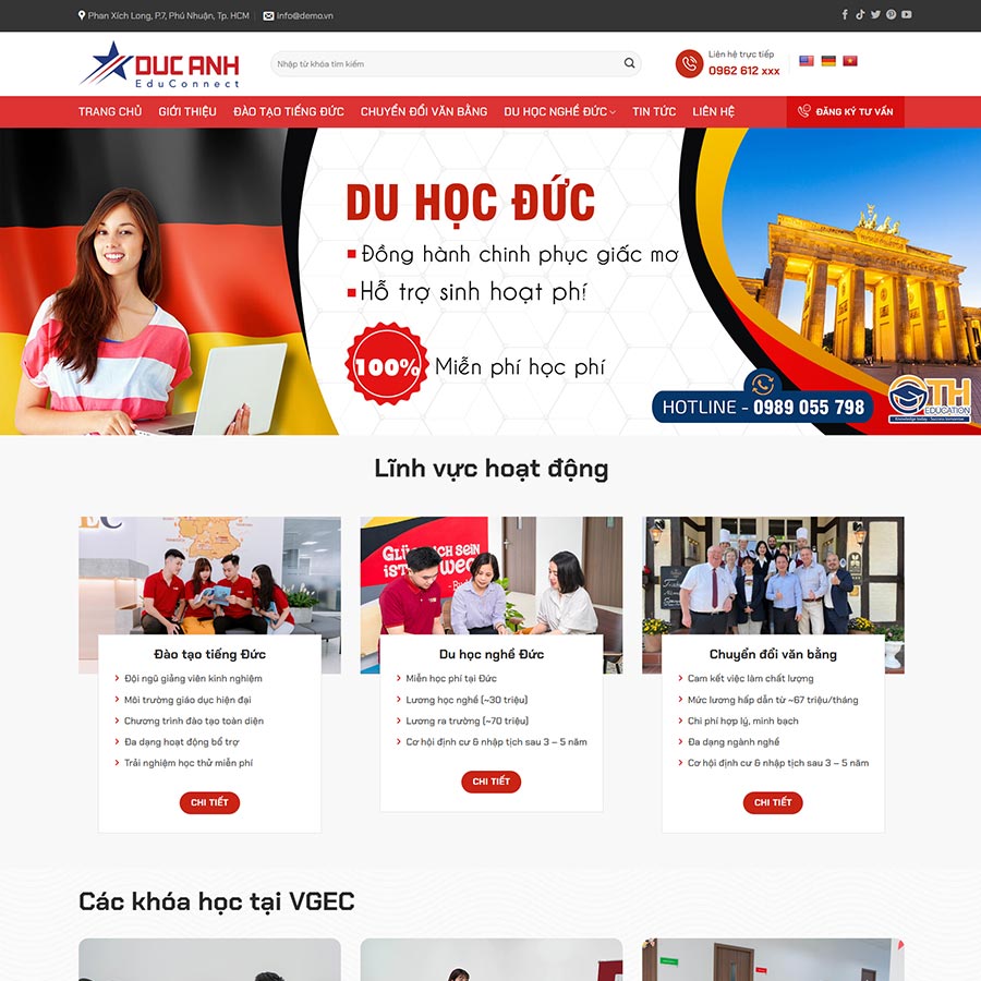 Theme WordPress đào tạo, du học Đức