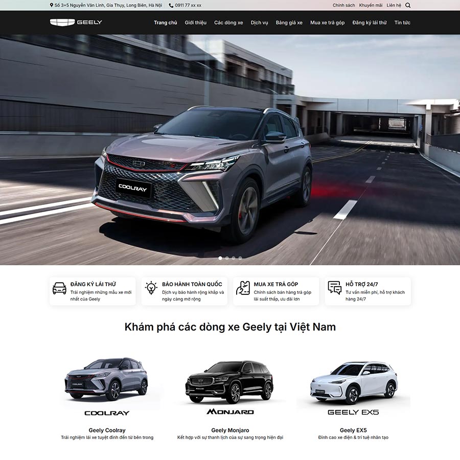 Theme WordPress bán xe ô tô Geely