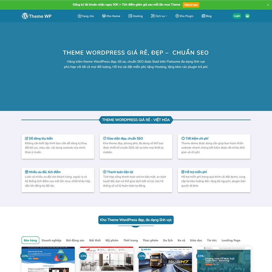 Theme WordPress web mua bán theme